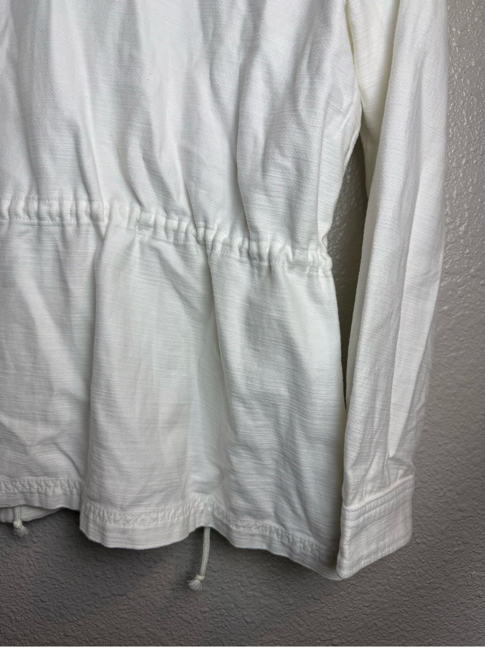 J.Crew Women’s White Cotton Utility Field Jacket Drawstring Waist Full Zip SizeS - Picture 8 of 14